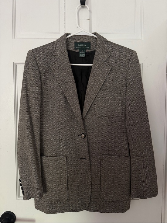 Lauren Ralph Lauren Jackets & Blazers - Lauren Ralph Lauren Women's Herringbone Blazer in Gray and Black
